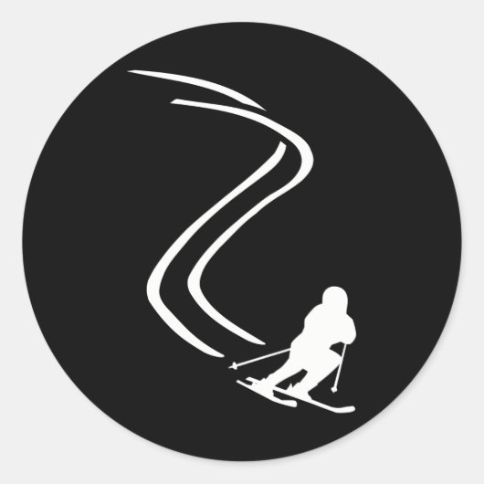 Downhill skiën ronde sticker (Voorkant)