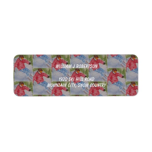 DOWNHILL SKIER ADRES ETIKET (Voorkant)