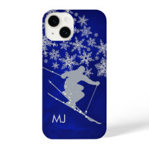 Downhill Skier Blue Monogram