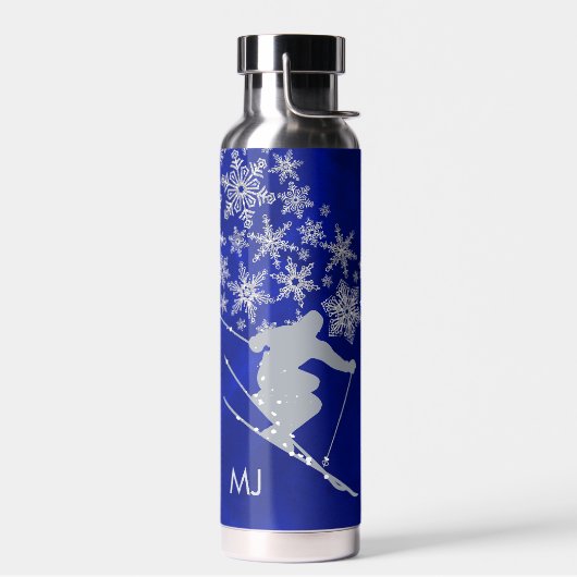 Downhill Skier Blue Monogram Waterfles (Links)