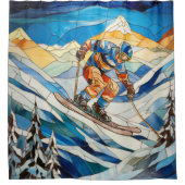 Downhill skiër douchegordijn (Voorkant)