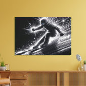 Downhill skiër met lichte paden canvas afdruk (Insitu (Woonkamer))