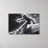Downhill skiër met lichte paden canvas afdruk (Voorkant)