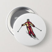 Downhill Skier Ronde Button 7,6 Cm (Voorkant /achterkant)