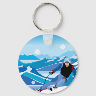 Downhill Skier Sleutelhanger