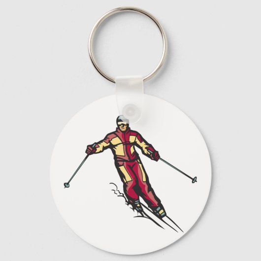 Downhill Skier Sleutelhanger (Achterkant)