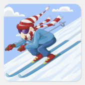 Downhill Skier Vierkante Sticker (Voorkant)