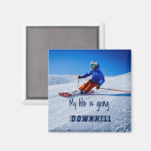 Downhill Skiing Funny Motivatie Snow Ski Magneet (Voorkant / Achterkant)