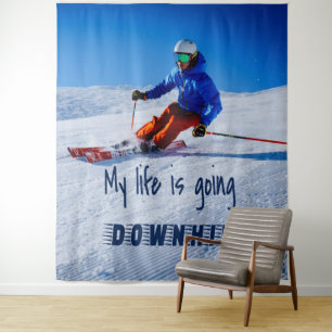 Downhill Skiing Funny Motivatie Snow Ski Wandkleed
