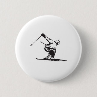 Downhill Skiing Skier  Ronde Button 5,7 Cm