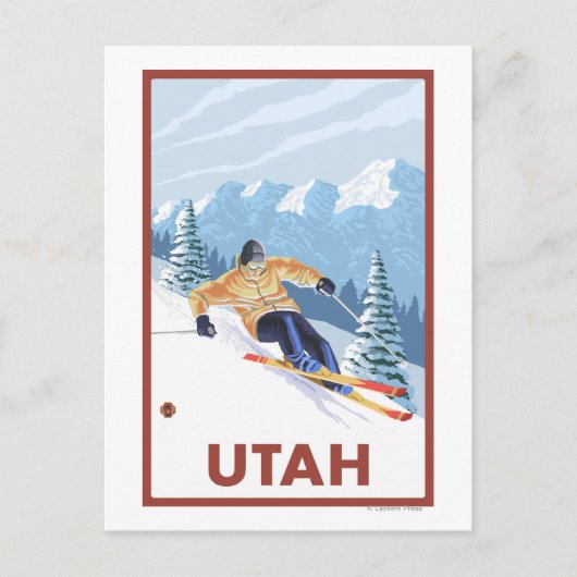 Downhill SneeuwskierUtah Briefkaart (Voorkant)