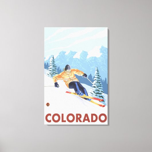 Downhill Snow SkierColorado Canvas Afdruk (Voorkant)