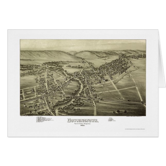 Downingtown, PA Panoramic Map - 1893 (Voorkant Horizontaal)