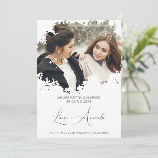 Downloadable Minimal Fancy Grunge Ink Brushstroke Save The Date (Staand voorkant)