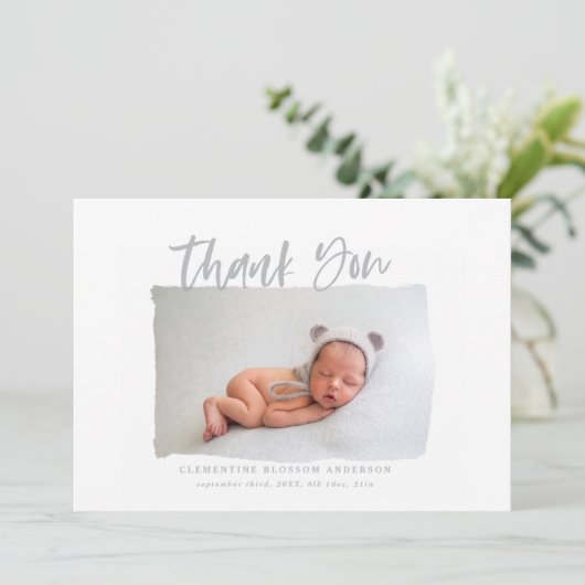 downloadbaar script dank u geboorte aankondiging (Staand voorkant)