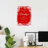 Downloadbare 60e verjaardag Sneeuwvlok Rood Welkom Poster (Thuiskantoor)