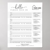 Downloadbare Branded Logo Open House Sign-in Sheet Poster (Voorkant)