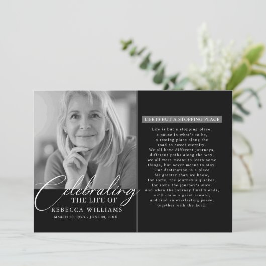 Downloadbare Celebration of Life Program Sjabloon Kaart (Staand voorkant)