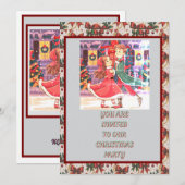 Downloadbare Christmas Party Invitation Kaart (Voorkant / Achterkant)