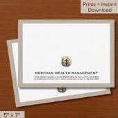 Downloadbare Gold Logo Business Note Cards 5x7 Kaart