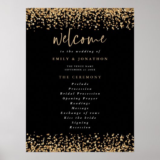 Downloadbare Gouden Glitter Programma Welkom Bruil Poster (Voorkant)