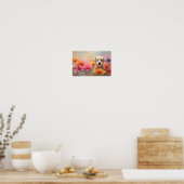 Downloadbare puppy omringd door pastelbloemen poster (Keuken)