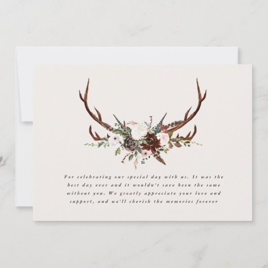 downloadbare rustieke bruiloft dank u botanisch kaart (Achterkant)