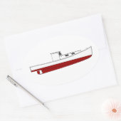 Downneast Maine kreeft boot kleur illustratie Ovale Sticker (Envelop)
