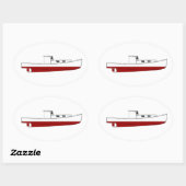 Downneast Maine kreeft boot kleur illustratie Ovale Sticker (Vel)