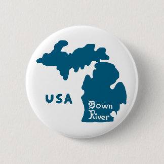 Downriver Michigan Blue Ronde Button 5,7 Cm