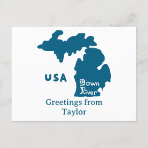 Downriver Michigan Custom City Blue Briefkaart