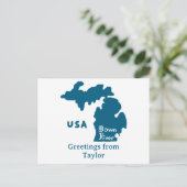 Downriver Michigan Custom City Blue Briefkaart (Staand voorkant)