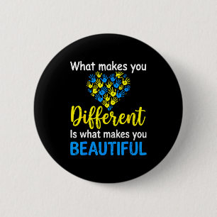 Downsyndroom bewustzijnsondersteuning wereld down  ronde button 5,7 cm