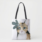 Downton Cat | Bejeweld met veren Draagtas (Voorkant)