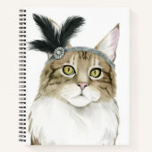 Downton Cat | Met veren verrijkt Notitieboek (Voorkant)