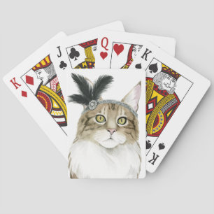 Downton Cat Met veren verrijkt Pokerkaarten