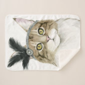 Downton Cat | Met veren verrijkt Sherpa Deken (Voorkant (horizontaal))