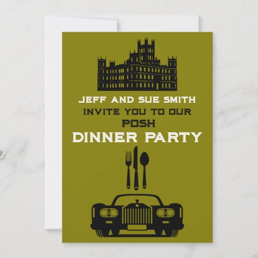 Downton thema dinerfeest kaart (Voorkant)