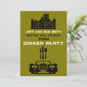 Downton thema dinerfeest kaart (Staand voorkant)
