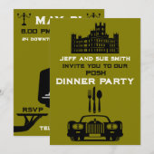 Downton thema dinerfeest kaart (Voorkant / Achterkant)