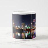 Downtown Austin Texas Night Skyline Fireworks Extra Grote Beker (Voorkant)