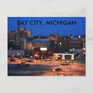 DOWNTOWN BAY CITY, MICHIGAN POST CARD BRIEFKAART