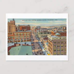 Downtown Bridgeport, Connecticut, Vintage Reizen Briefkaart