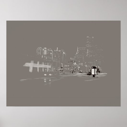 Downtown Dallas Skyline Cityscape Digital Drawing Poster (Voorkant)