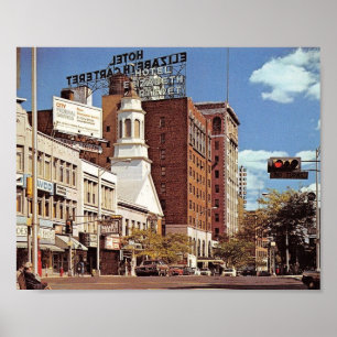 Downtown, Elizabeth, New Jersey Vintage Poster