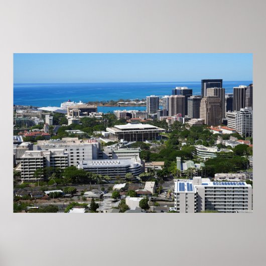 Downtown Honolulu City View Poster (Voorkant)