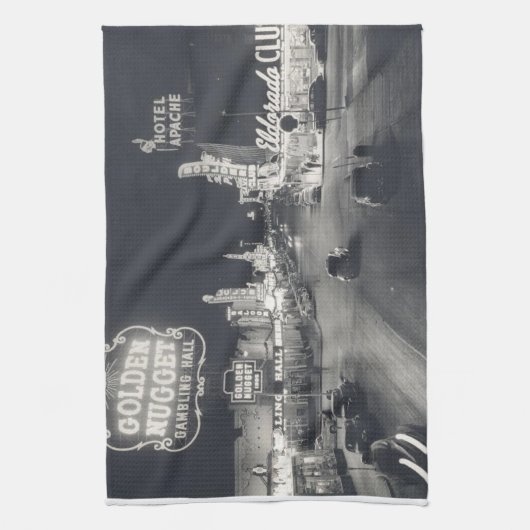 Downtown Las Vegas Retro Theedoek (Verticaal)