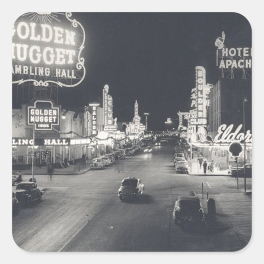 Downtown Las Vegas Retro Vierkante Sticker (Voorkant)