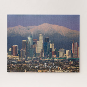 Downtown Los Angeles met besneeuwde bergen Legpuzzel