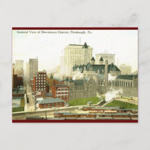 Downtown, Pittsburgh, Vintage 1915 Briefkaart